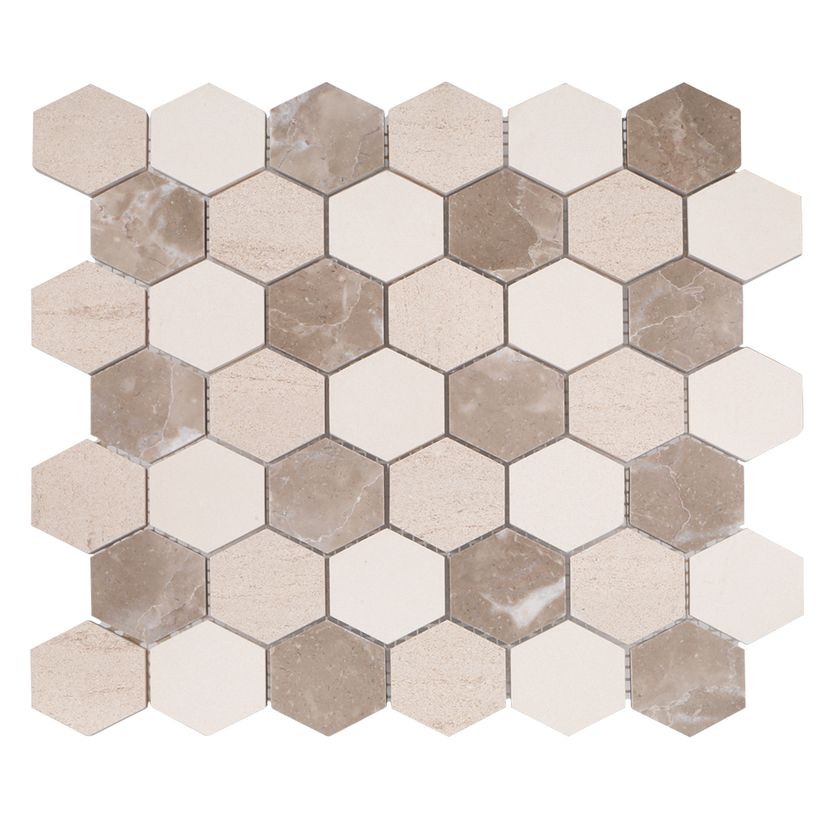 Jeffrey Court Align Hexagon 11" x 12.44" Limestone Mosaic