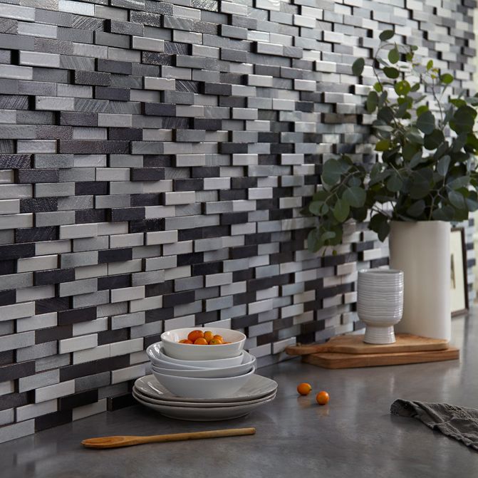 Jeffrey Court Ashland & Halsted Elevation Brick 9.88" x 11.88" Basalt Mosaic
