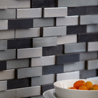 Jeffrey Court Ashland & Halsted Elevation Brick 9.88" x 11.88" Basalt Mosaic