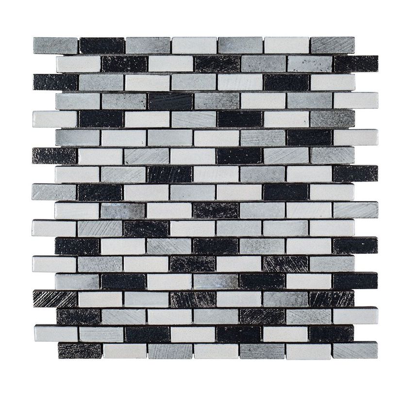 Jeffrey Court Ashland & Halsted Mini Brick 11.38" x 11.63" Basalt Mosaic