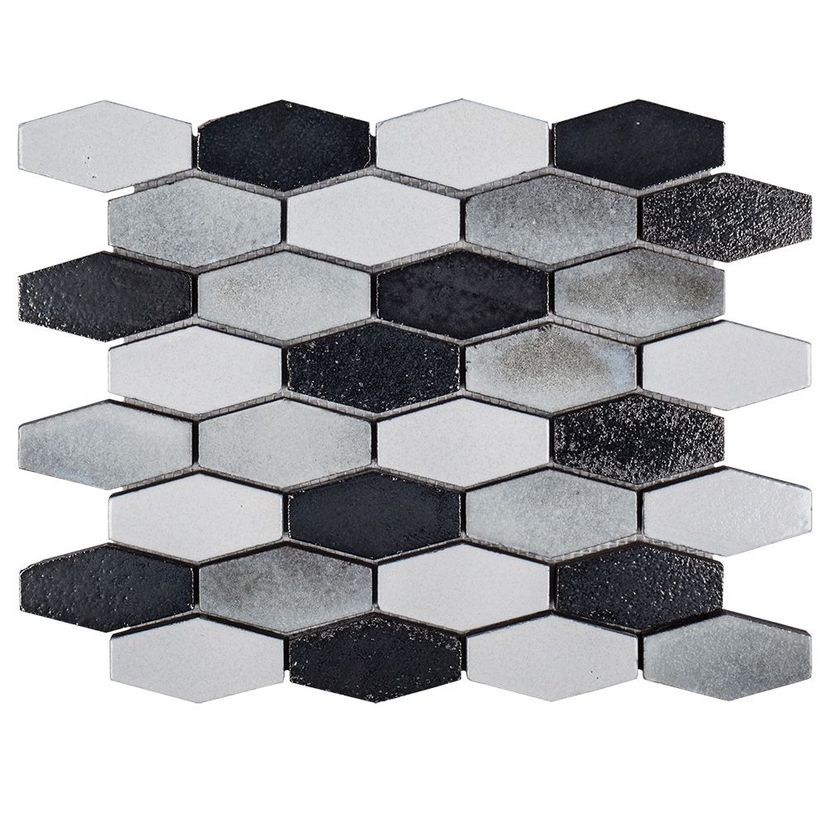 Jeffrey Court Ashland & Halsted Elongated Hex 10.63" x 12.13" Basalt Mosaic