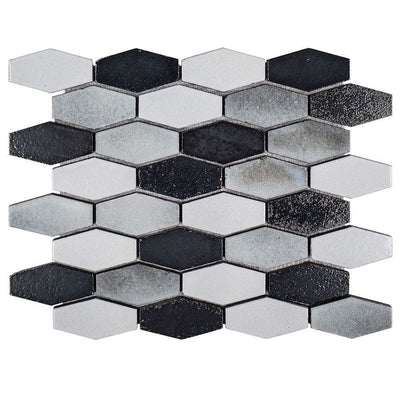 Jeffrey Court Ashland & Halsted Elongated Hex 10.63" x 12.13" Basalt Mosaic