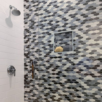 Jeffrey Court Ashland & Halsted Elongated Hex 10.63" x 12.13" Basalt Mosaic
