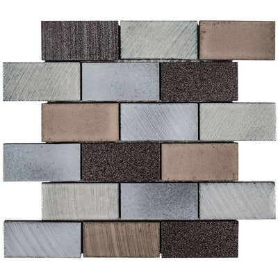 Jeffrey Court Ashland & Halsted 2" x 4" Brick 12" x 12.38" Basalt Mosaic