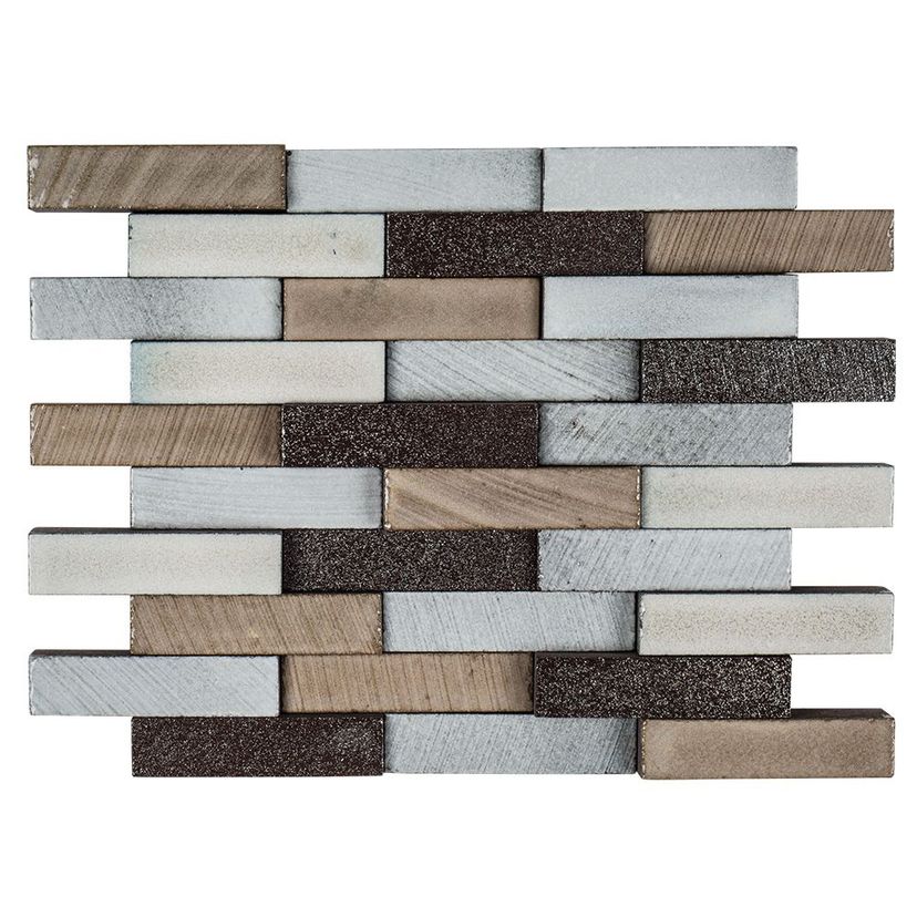 Jeffrey Court Ashland & Halsted Elevation Brick 9.88" x 11.88" Basalt Mosaic