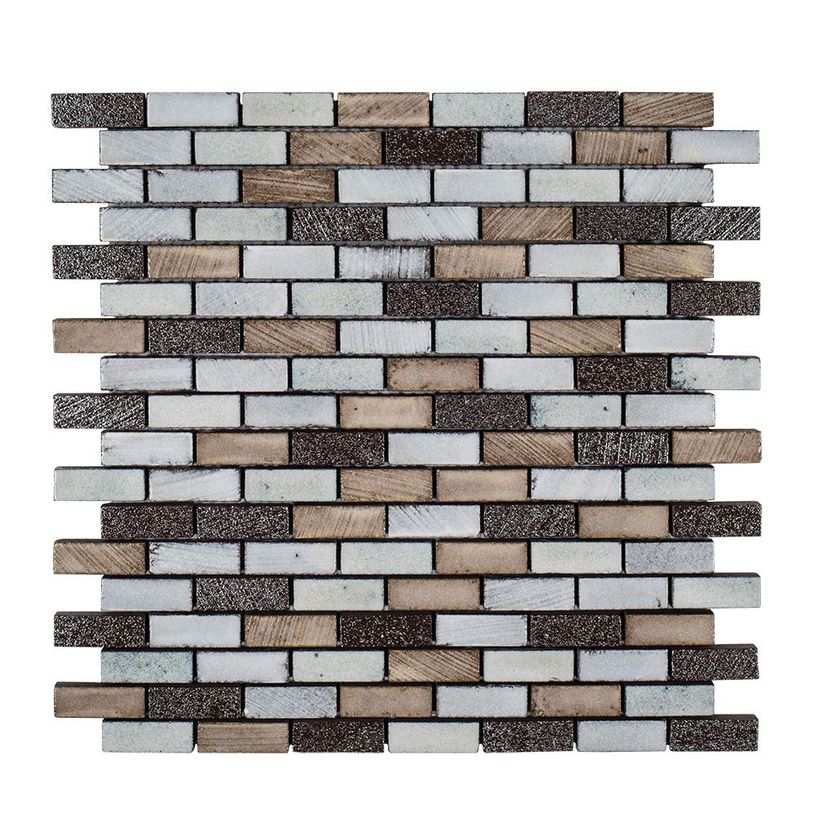 Jeffrey Court Ashland & Halsted Mini Brick 11.38" x 11.63" Basalt Mosaic