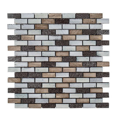 Jeffrey Court Ashland & Halsted Mini Brick 11.38" x 11.63" Basalt Mosaic