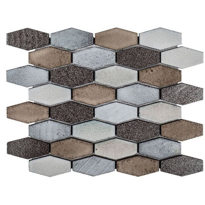 Jeffrey Court Ashland & Halsted Elongated Hex 10.63" x 12.13" Basalt Mosaic