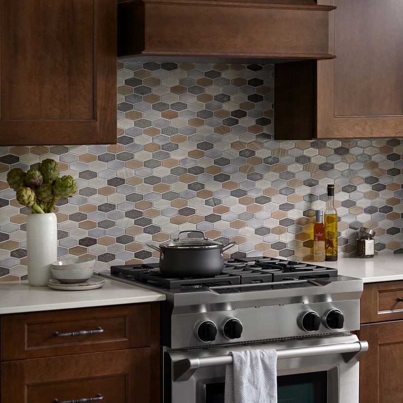 Jeffrey Court Ashland & Halsted Elongated Hex 10.63" x 12.13" Basalt Mosaic