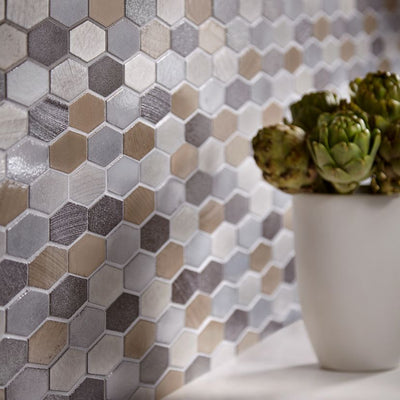 Jeffrey Court Ashland & Halsted Elongated Hex 10.63" x 12.13" Basalt Mosaic