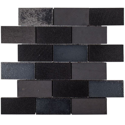 Jeffrey Court Ashland & Halsted 2" x 4" Brick 12" x 12.38" Basalt Mosaic