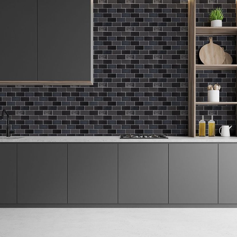 Jeffrey Court Ashland & Halsted 2" x 4" Brick 12" x 12.38" Basalt Mosaic
