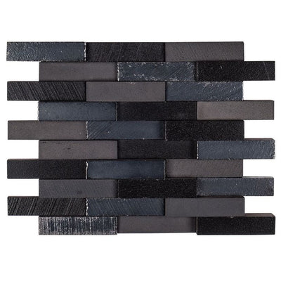 Jeffrey Court Ashland & Halsted Elevation Brick 9.88" x 11.88" Basalt Mosaic