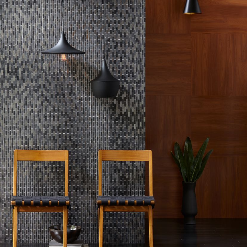 Jeffrey Court Ashland & Halsted Mini Brick 11.38" x 11.63" Basalt Mosaic