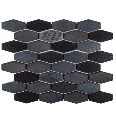 Jeffrey Court Ashland & Halsted Elongated Hex 10.63" x 12.13" Basalt Mosaic