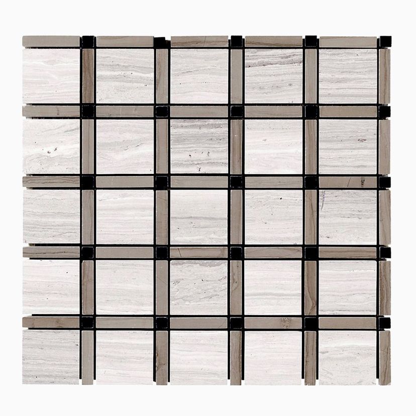 Jeffrey Court Stream Stone Sleek 12" x 12" Limestone Mosaic