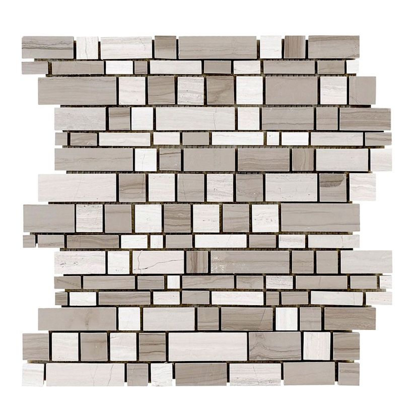 Jeffrey Court Stream Stone 12" x 12.38" Limestone Mosaic
