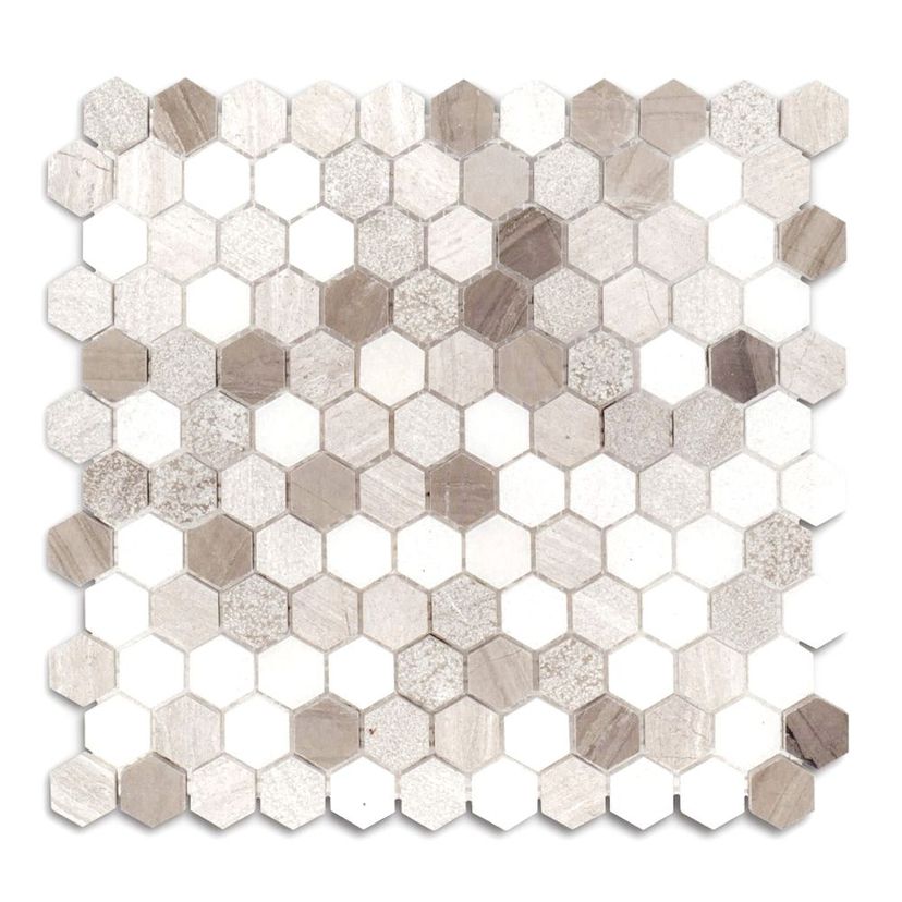 Jeffrey Court Stream Stone 1" Hexagon 11" x 11.63" Limestone & Marble Mosaic