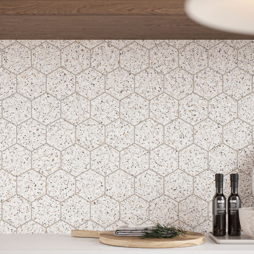 Jeffrey Court Modern Mixer 3" Hexagon 10.5" x 12.13" Terrazzo Mosaic
