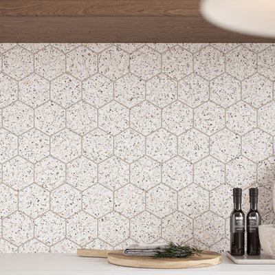 Jeffrey Court Modern Mixer 3" Hexagon 10.5" x 12.13" Terrazzo Mosaic