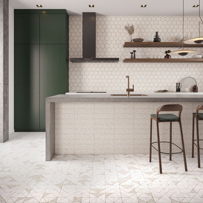 Jeffrey Court Modern Mixer 3" Hexagon 10.5" x 12.13" Terrazzo Mosaic