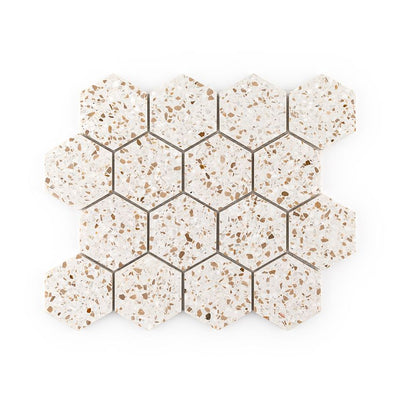 Jeffrey Court Modern Mixer 3" Hexagon 10.5" x 12.13" Terrazzo Mosaic