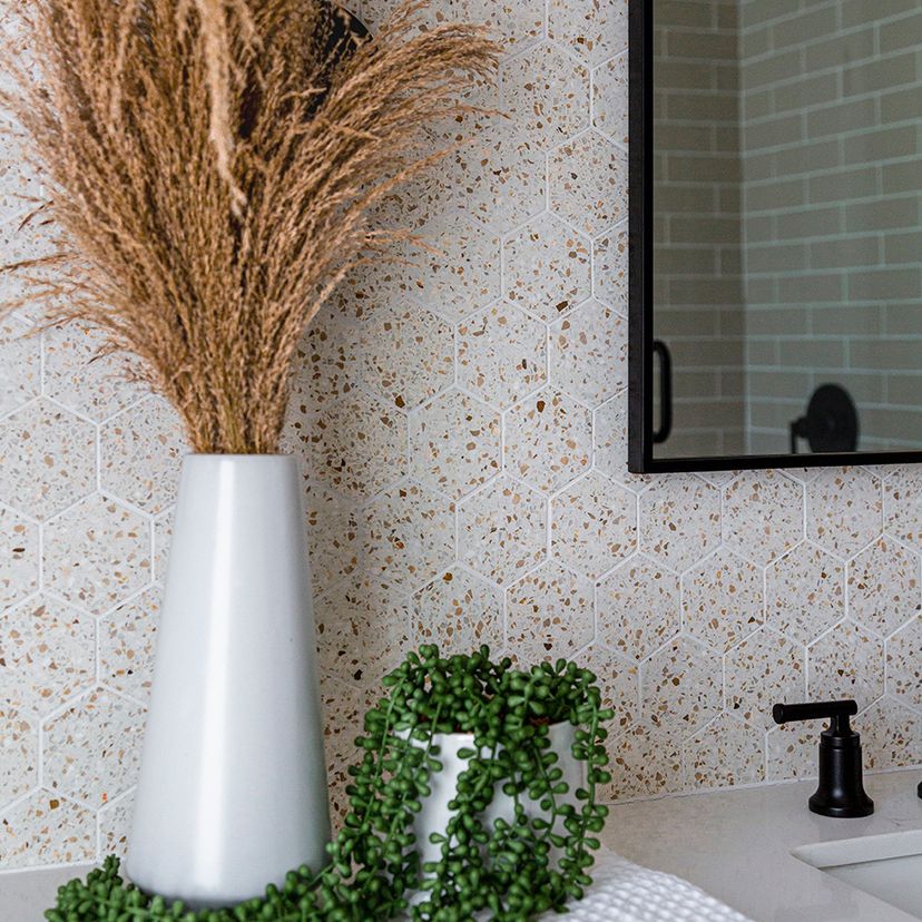 Jeffrey Court Modern Mixer 3" Hexagon 10.5" x 12.13" Terrazzo Mosaic