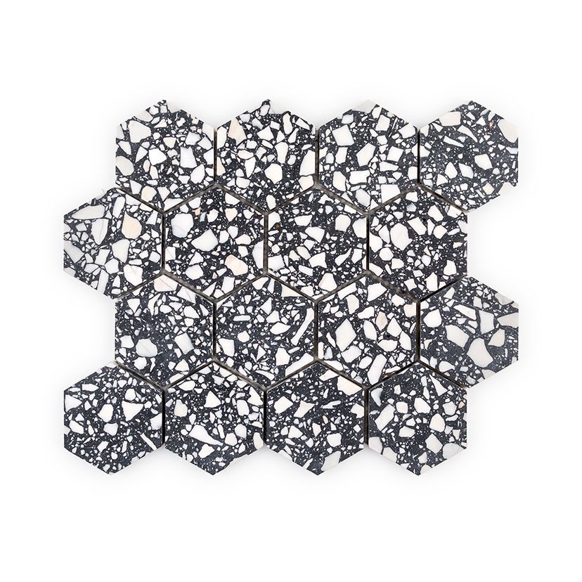 Jeffrey Court Modern Mixer 3" Hexagon 10.5" x 12.13" Terrazzo Mosaic