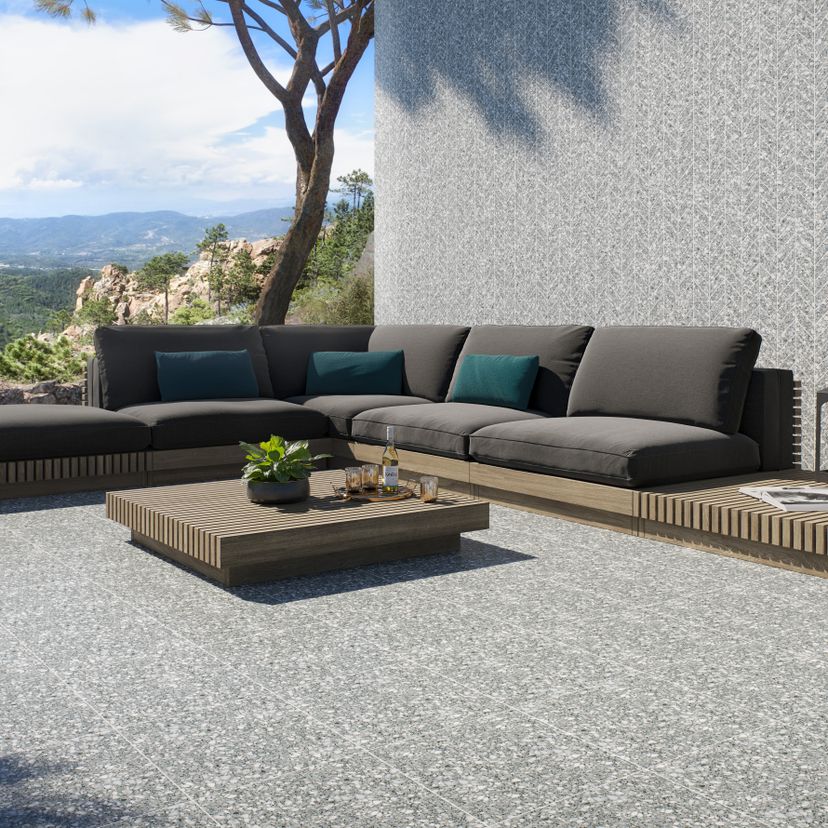 Jeffrey Court Modern Mixer Chevron 8.38" x 16.13" Terrazzo Mosaic
