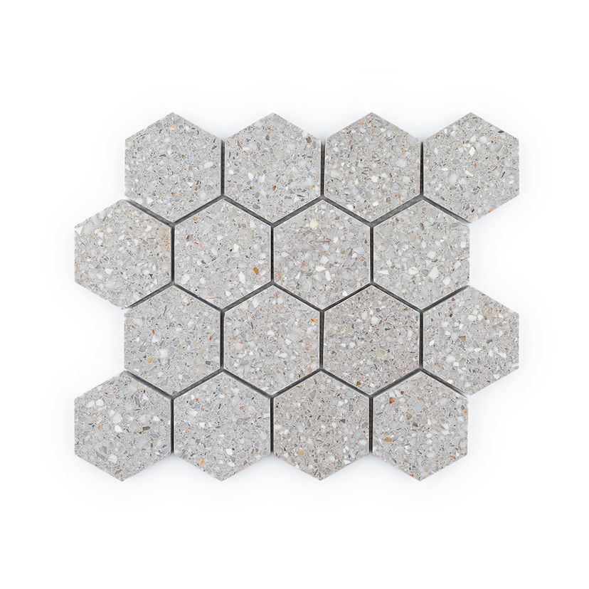 Jeffrey Court Modern Mixer 3" Hexagon 10.5" x 12.13" Terrazzo Mosaic