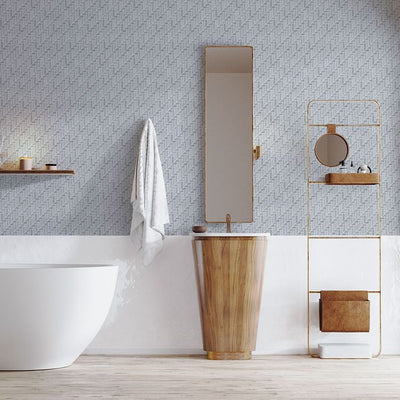 Jeffrey Court Cubist Mod Herringbone 11.38" x 11.75" Marble Mosaic