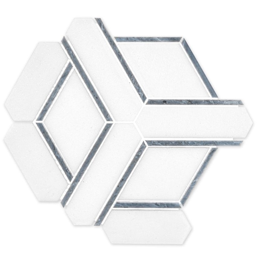 Jeffrey Court Cubist Carve 8.5" x 9.88" Marble Mosaic