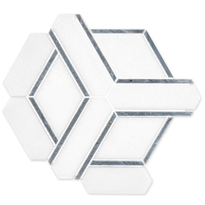 Jeffrey Court Cubist Carve 8.5" x 9.88" Marble Mosaic