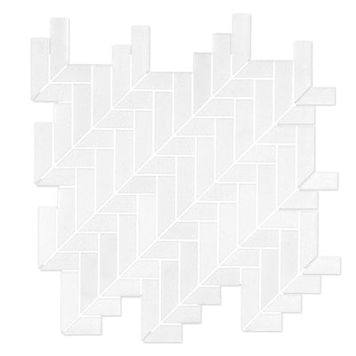 Jeffrey Court Cubist Mod Herringbone 11.38" x 11.75" Marble Mosaic