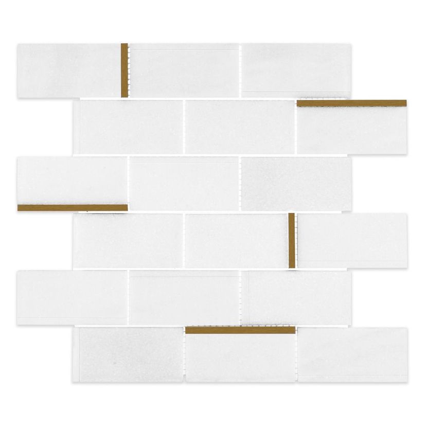 Jeffrey Court Cubist Abstract 12" x 12.13" Marble Mosaic