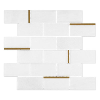 Jeffrey Court Cubist Abstract 12" x 12.13" Marble Mosaic