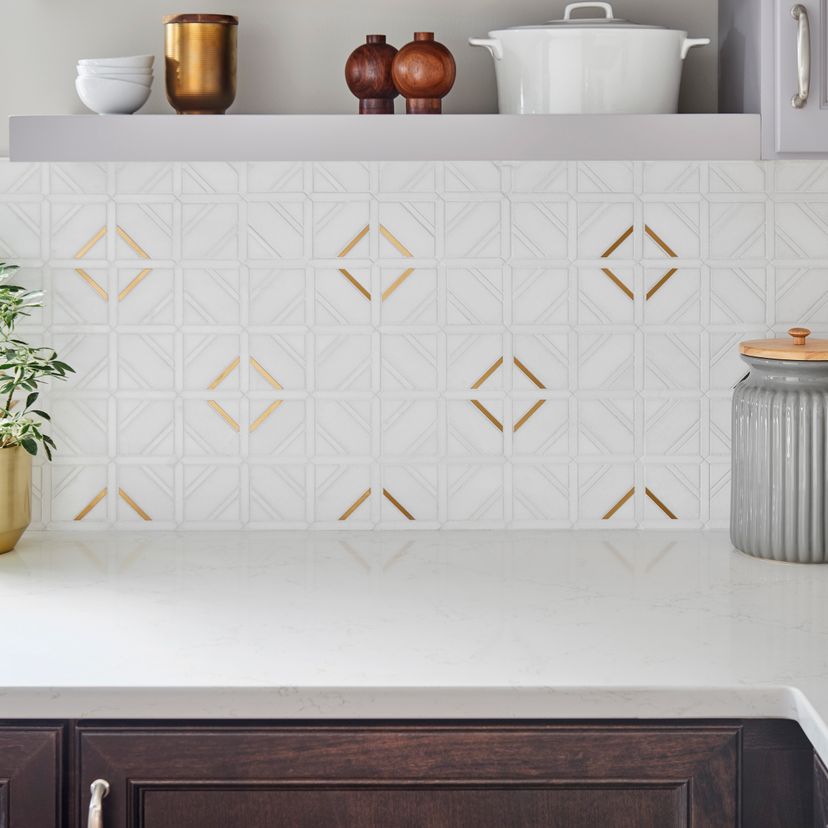 Jeffrey Court Cubist Avant 12.88" x 12.88" Marble Mosaic