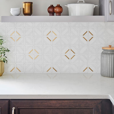 Jeffrey Court Cubist Avant 12.88" x 12.88" Marble Mosaic