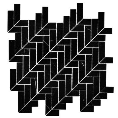 Jeffrey Court Cubist Mod Herringbone 11.38" x 11.75" Marble Mosaic