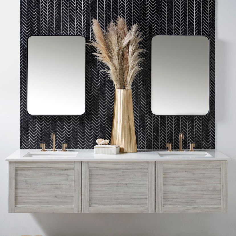 Jeffrey Court Cubist Mod Herringbone 11.38" x 11.75" Marble Mosaic