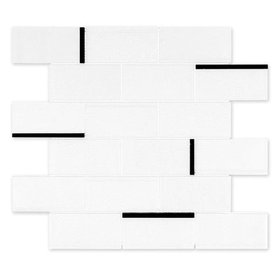 Jeffrey Court Cubist Abstract 12" x 12.13" Marble Mosaic