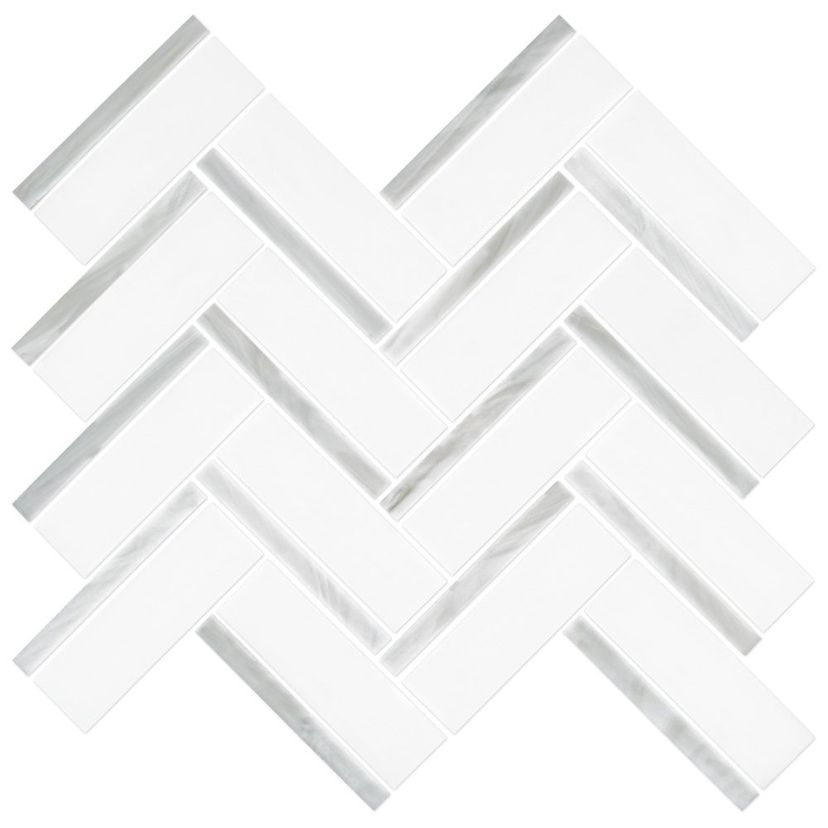 Jeffrey Court Cubist Geometric Herringbone 10.13" x 10.5" Glass Mosaic