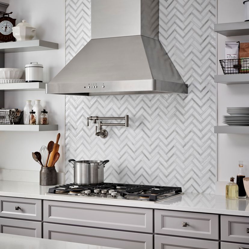Jeffrey Court Cubist Geometric Herringbone 10.13" x 10.5" Glass Mosaic