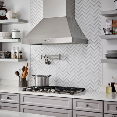Jeffrey Court Cubist Geometric Herringbone 10.13" x 10.5" Glass Mosaic