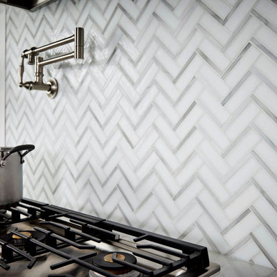 Jeffrey Court Cubist Geometric Herringbone 10.13" x 10.5" Glass Mosaic