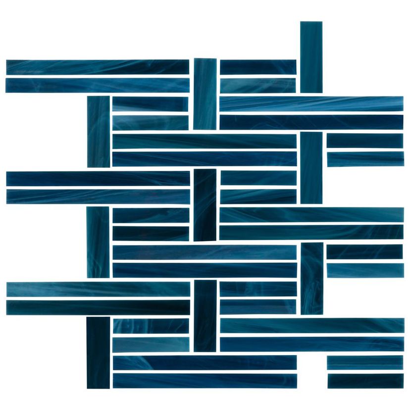 Jeffrey Court Cubist Linear Basketweave 9.38" x 11.13" Glass Mosaic