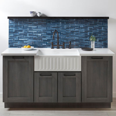 Jeffrey Court Cubist Linear Basketweave 9.38" x 11.13" Glass Mosaic