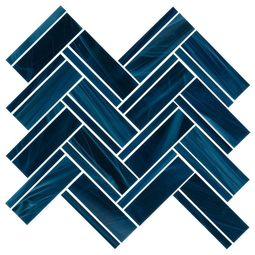 Jeffrey Court Cubist Geometric Herringbone 10.13" x 10.5" Glass Mosaic