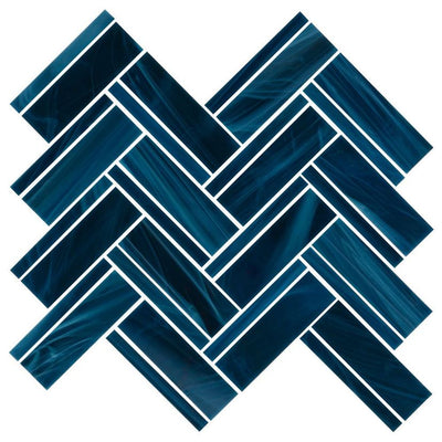 Jeffrey Court Cubist Geometric Herringbone 10.13" x 10.5" Glass Mosaic
