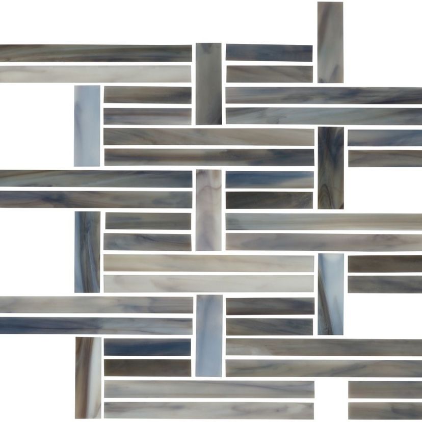 Jeffrey Court Cubist Linear Basketweave 9.38" x 11.13" Glass Mosaic
